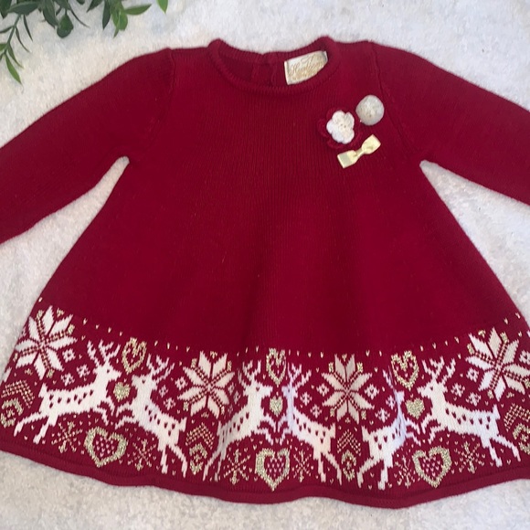 Heirlooms Polly Flinders Other - Heirlooms Polly Flinders Red Reindeer Dress 12M Holiday EUC